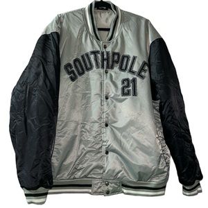 Retro SouthPole Black & Gray Puffer Jacket, Size XXL